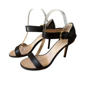 Sergio Rossi Black Leather Strappy Sandal Heel size EU 36.5/ US 6.5